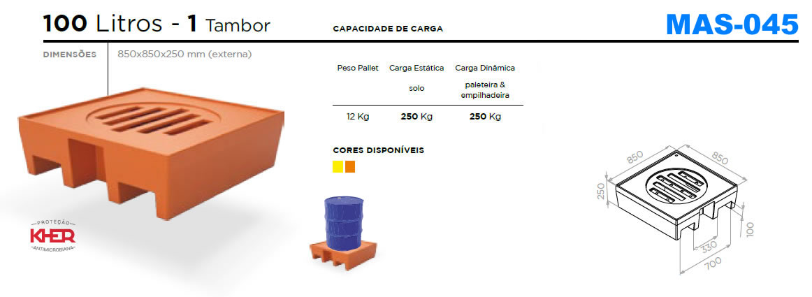 Pallet Contentor para 1 Tambor