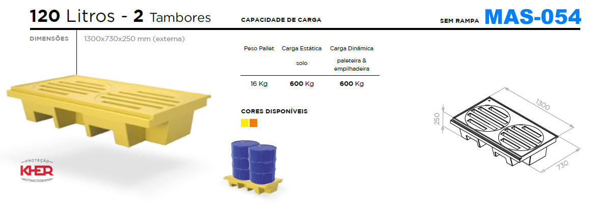 Pallet Contentor para 2 Tambores